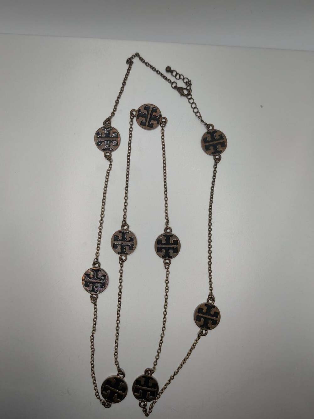 TORY BURCH Triple Strand Silver Logo Necklace